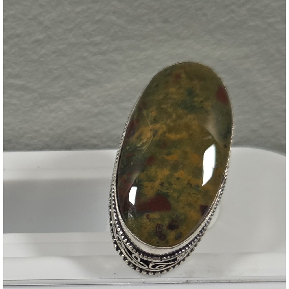 Bamboo‎ Jasper Gemstone 925 Sterling Silver Handmade Jewelry Ring Size 7